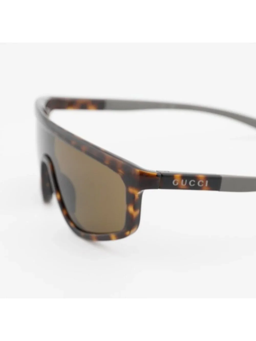 Gucci GG1736S 002 Sunglasses Havana Shield Frame, Brown Lenses